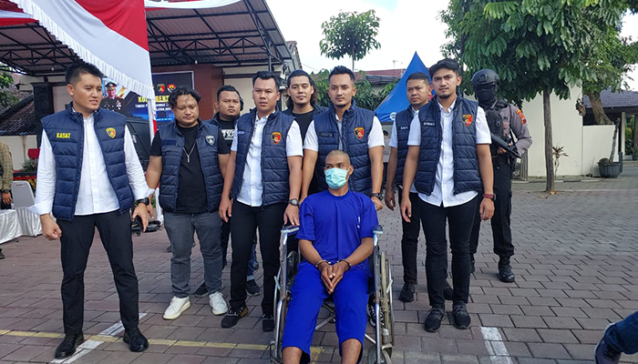 Irwan pelaku pembunuhan terhadap Bayu Handono saat ditangkap di Mapolres Boyolali