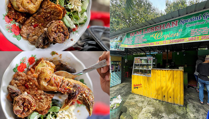 Warung Penyetan Oyien terletak di jalan timur Solo Square, di shelter kuliner bagian tengah