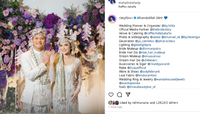Ijab kabul Mahalini dan Rizky Febian.