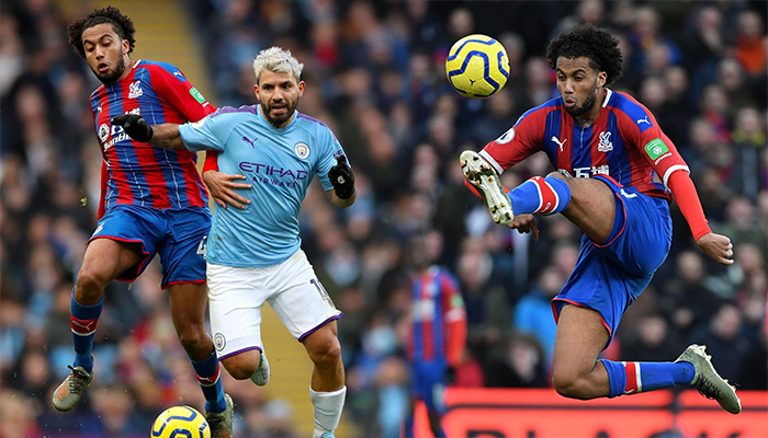 Aksi Jairo Riedewald saat membela Crystal Palace vs Manchester City di Premiere League