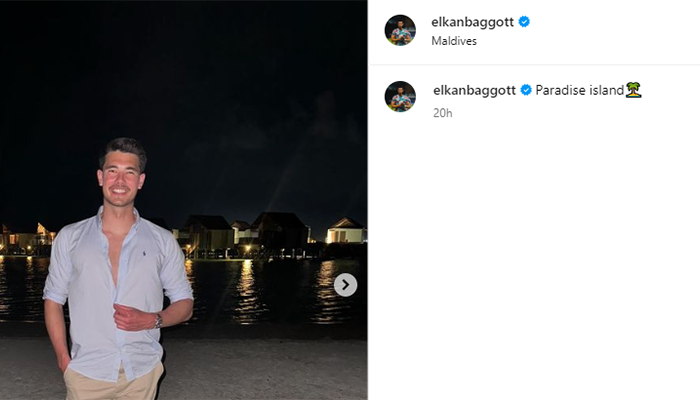Postingan Instagram Elkan Baggott yang sedang berlibur ke Maladewa