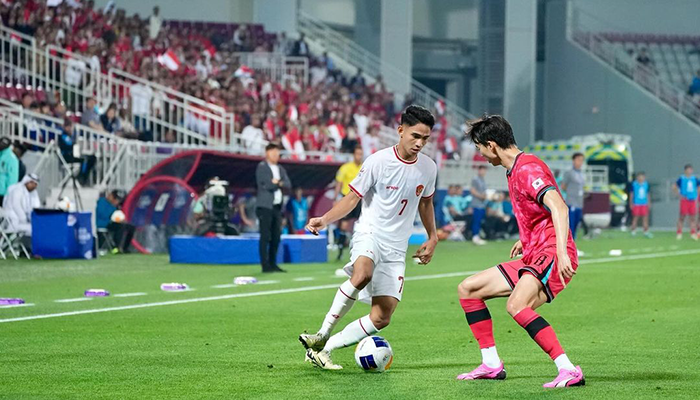 Marselino Ferdinan saat melakoni laga kontra Korea Selatan di Piala Asia U-23