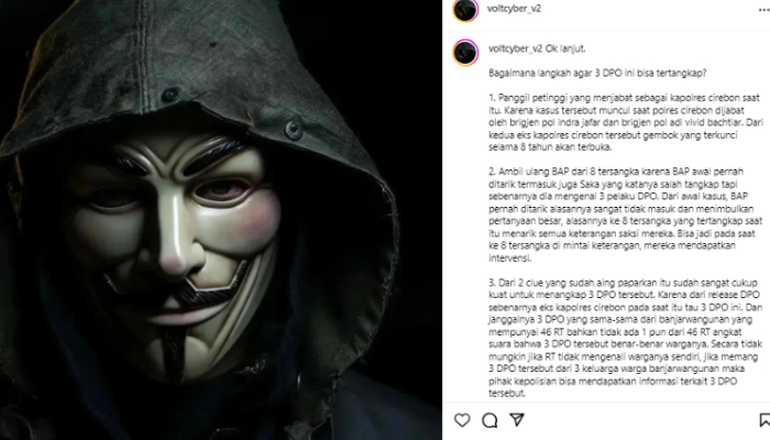 Unggahan hacker soal kasus kematian Vina Cirebon.