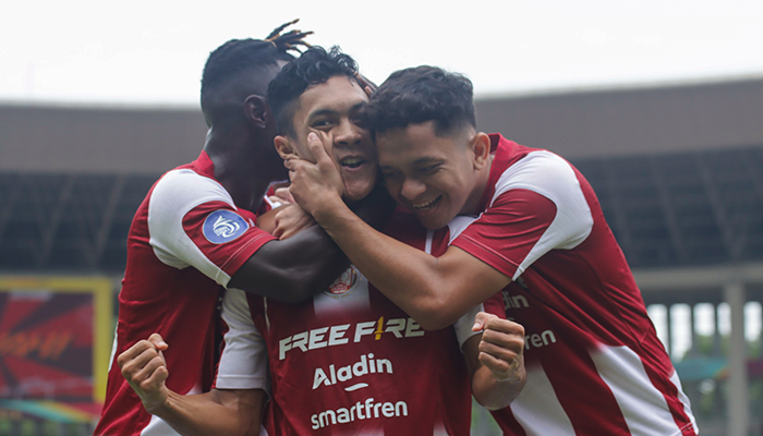 Aksi Althaf Indie yang cetak gol melawan Persik Kediri (24/2)