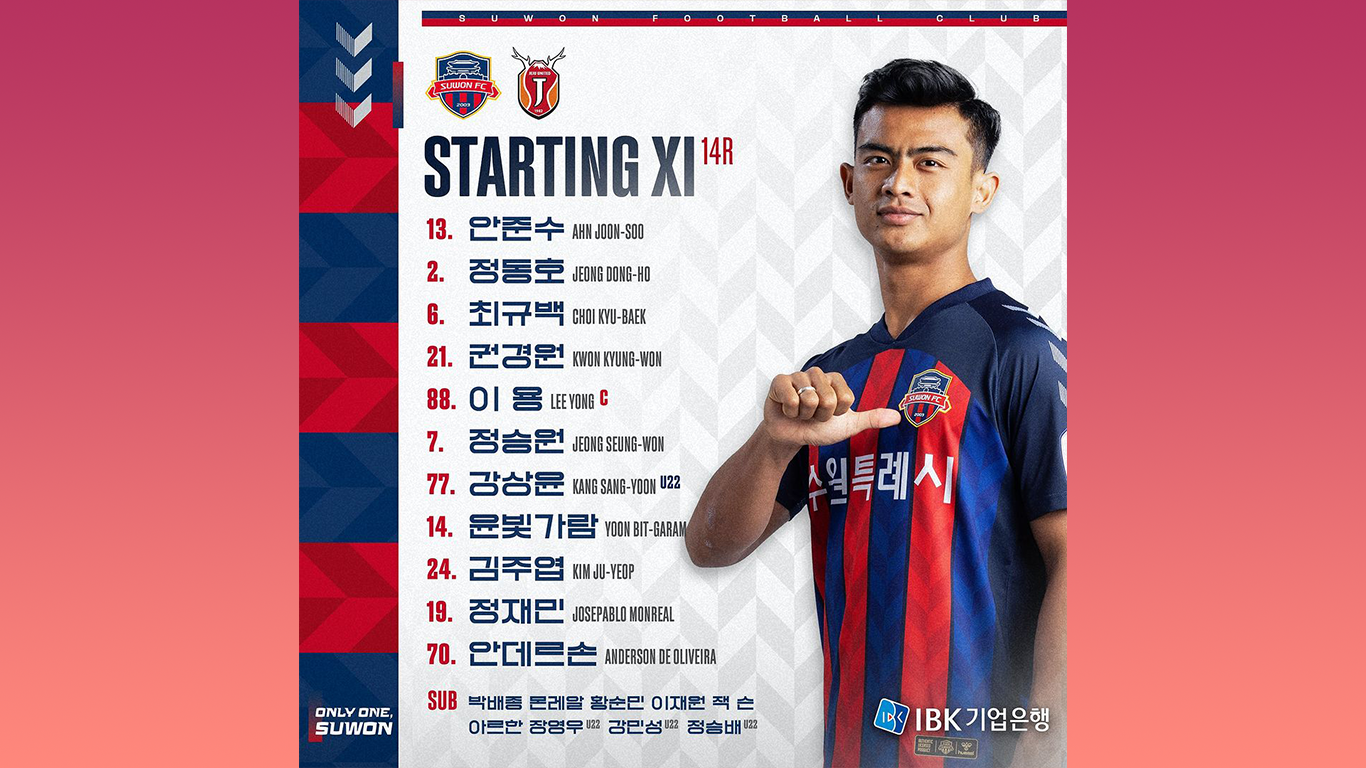 Unggahan starting line up Suwon FC melawan Jeju United