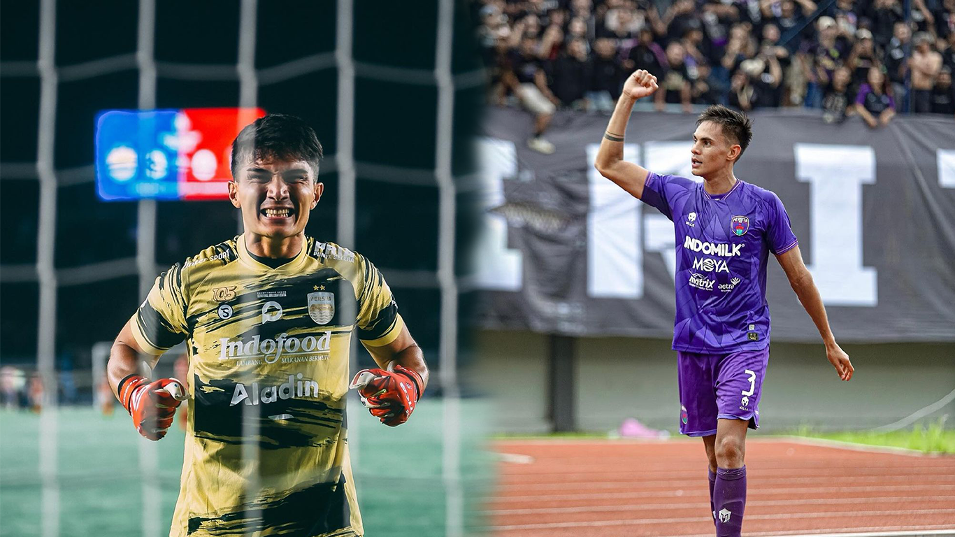 Potret Kevin Mendoza pemain Persib Bandung dan Christian Rontini pemain Persita Tangerang.