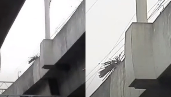 Besi yang dibawa crane terjatuh di atas rel MRT di kawasan Kejagung, Blok M.