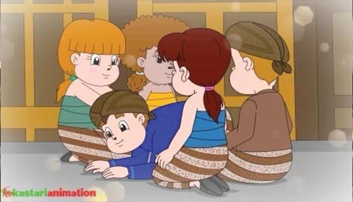 Ilustrasi anak-anak memainkan dan melagukan tembang dolanan Cublak-Cublak Suweng.