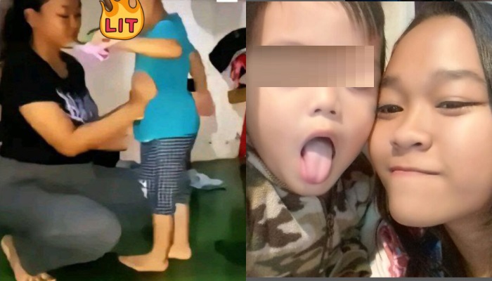 Video viral ibu lakukan tindakan tak senonoh kepada anak balitanya yang berbaju biru.