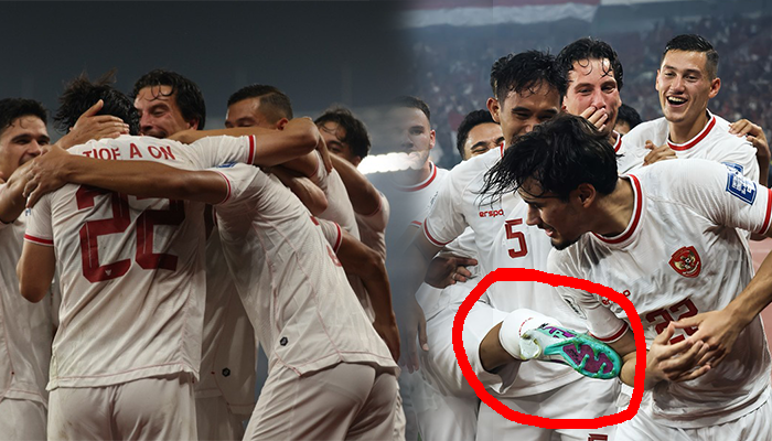 Selebrasi Timnas Indonesia lewat gol yang di assist oleh Nathan Tjoe.