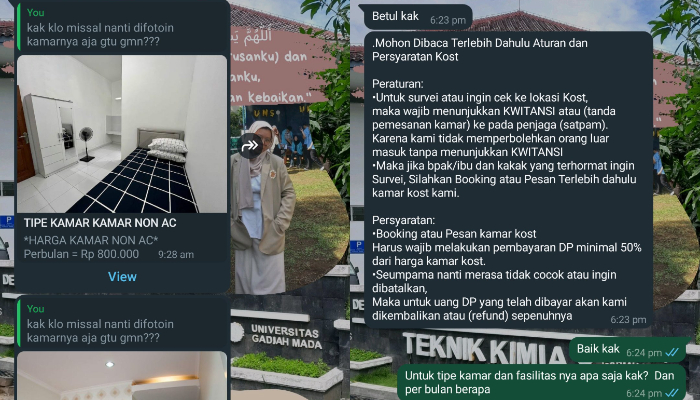 Viral mahasiswa baru kena tipu saat hendak pesan kamar kos di Jogja.