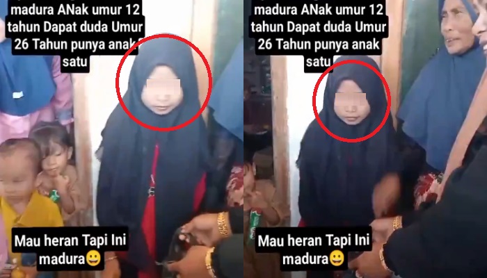 Bocah 12 tahun di Madura lakukan pertunangan dengan duda satu anak. Ekspresinya disorot.