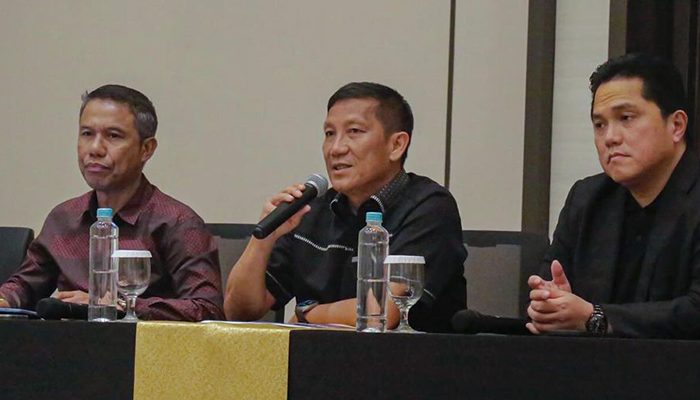 Press conference PT LIB dan PSSI di Menara Danareksa, Kamis (20/6).