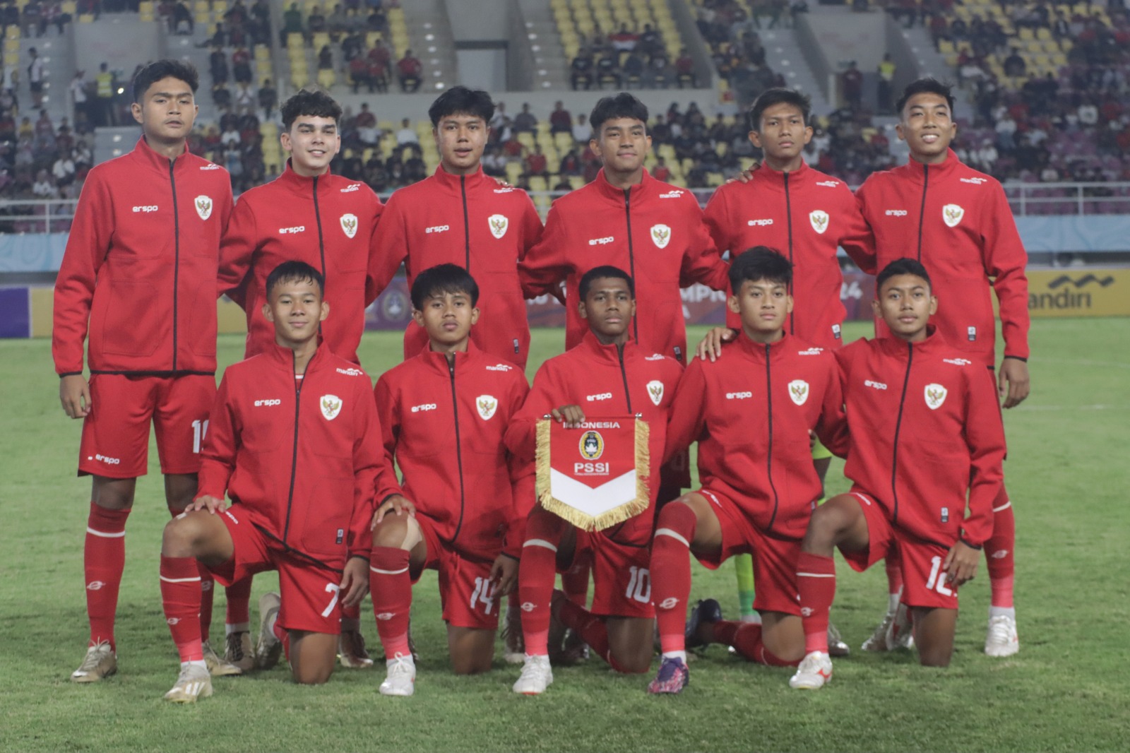 Skuad Timnas Indonesia U-16 di Piala AFF U-16 2024 di Kota Solo.