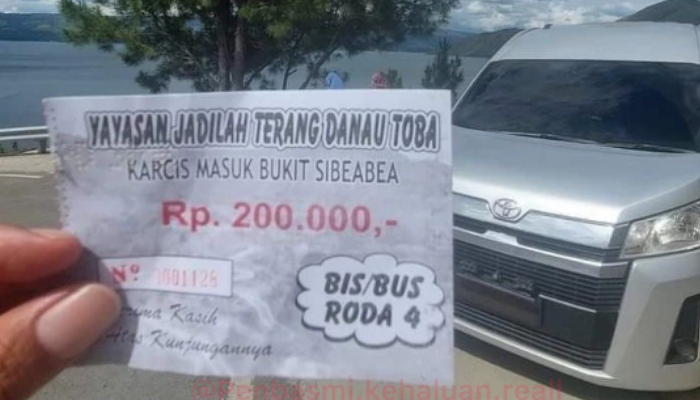 Viral Karcis masuk Bukit Sibea-bea Danau Toba.