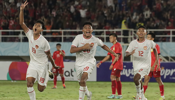 Selebrasi pemain Timnas Indonesia.