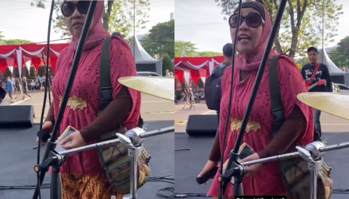 Viral video emak-emak ngeyel ingin bernyanyi saat sedang cek sound.