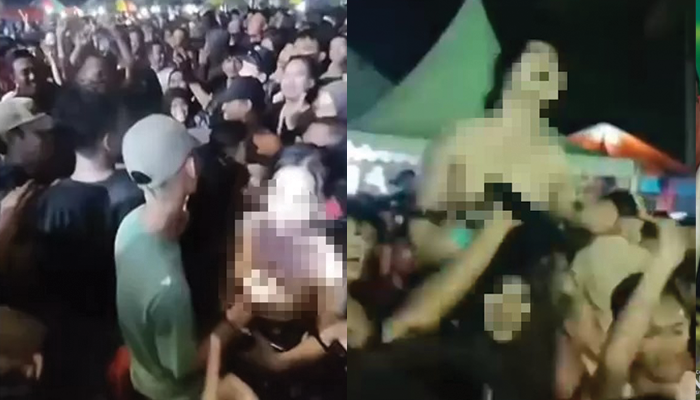 Viral diduga wanita di Sragen ini lepas baju saat konser musik