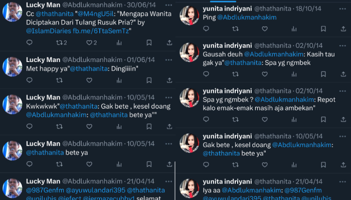 Warganet temukan pesan Yunita Indriyani dan Abdul Lukman Hakim pada tahun 2014 lalu.