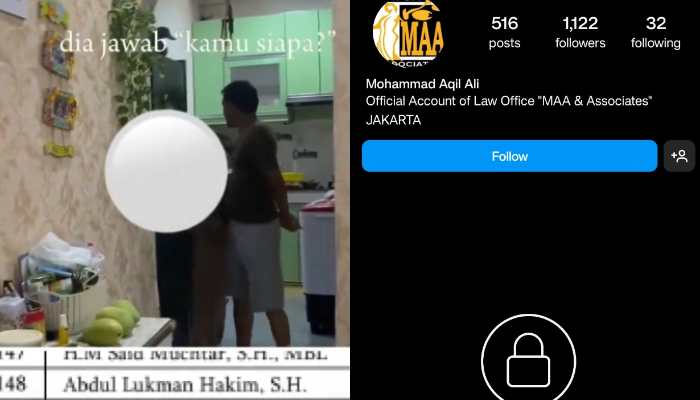 Akun Instagram milik Aqil yang diduga jadi bekingan Abdul Lukman Hakim dan Yunita Indriyani langsung berubah private.