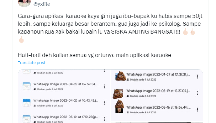 Seorang anak keluhkan soal perilaku ibunya yang main aplikasi karaoke hingga rugi Rp50 juta.
