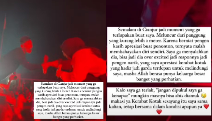Video detik-detik Tantri Kotak terjatuh dari panggung setinggi 2 meter di Cianjur.