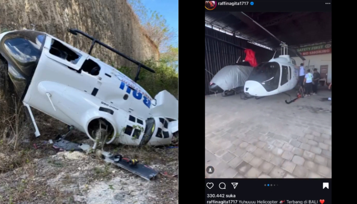 Benarkah helikopter yang jatuh di Bali milik artis Raffi Ahmad?