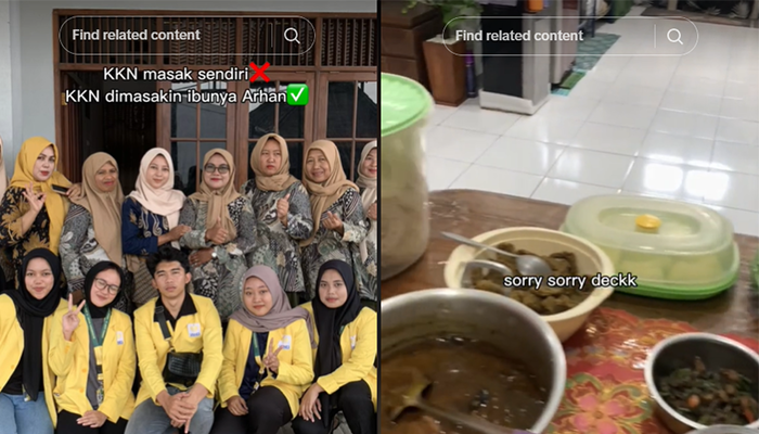 Mahasiswa KKN UNNES makan di rumah ibu Pratama Arhan, Mak Ti.