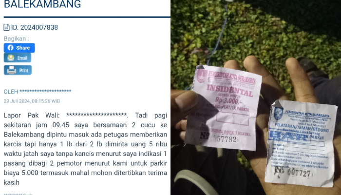 Geger masyarakat keluhkan tarif parkir di Taman Balekambang yang tak sesuai aturan.
