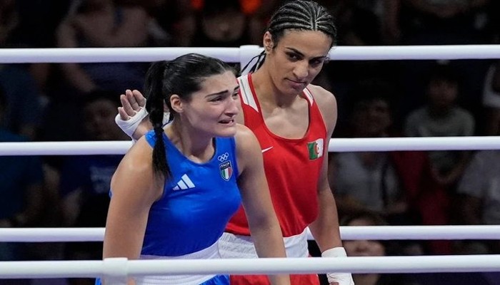 Petinju Wanita Angela Carini (kiri) dan Petinju Biologis Pria Imane Khelif (kanan).