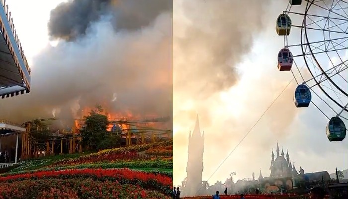 Kondisi kebakaran Taman Bunga Celosia.