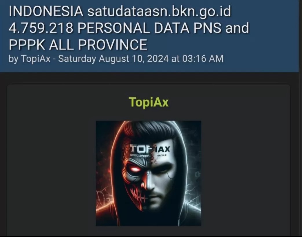 Hacker sebar data BKN yang diduga bocor.