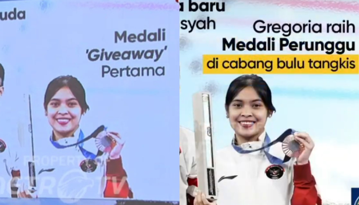 (Kiri) stasiun televisi ternama saat sebut Jorji sebagai penerima medali