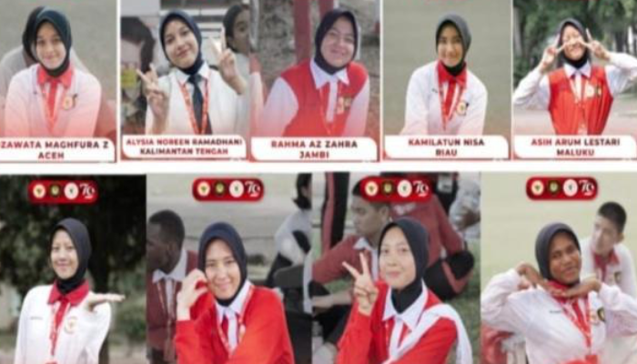 PAskibraka IKN yang Terpaksa melepas hijabnya karena aturan.