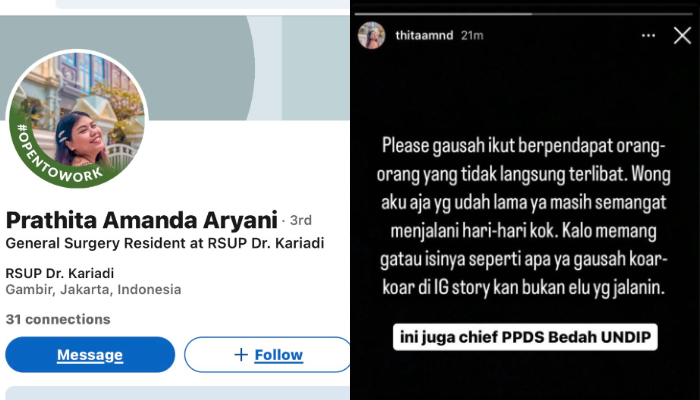 Profil Prathita Amanda Aryani, dokter yang anggap lumrah senioritas di PPDS Undip Semarang.