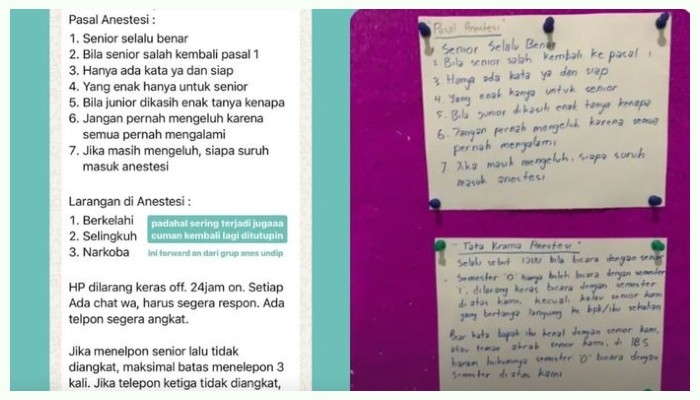 Pasal Anestesi yang diduga menjadi potensi perundungan Aulia Risma Lestari.