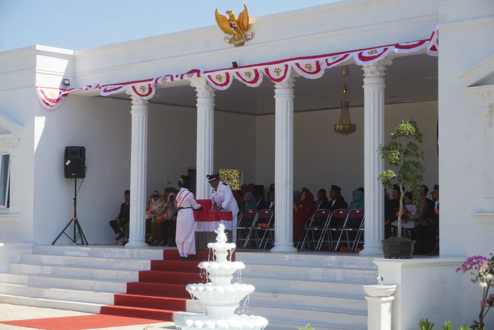 Upacara HUT ke 7 RI digelar warga Desa Sidowayah, Kecamatan Polanharjo, Klaten pada Sabtu, 17 Agustus 2024 di Gedung Istana Siblarak