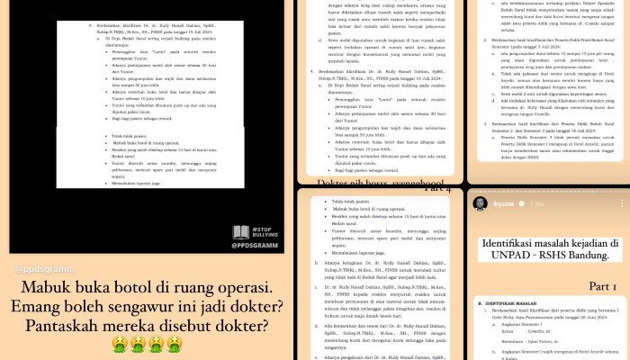 Bukti perundungan bedah saraf di RSHS Bandung Unpad.