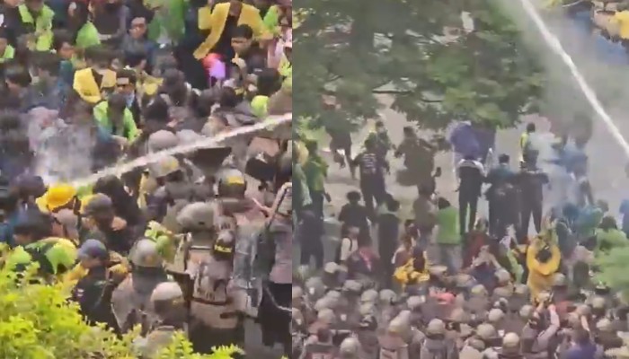 Rusuh aksi unjuk rasa Tolak Pengesahan RUU Pilkada di Semarang.