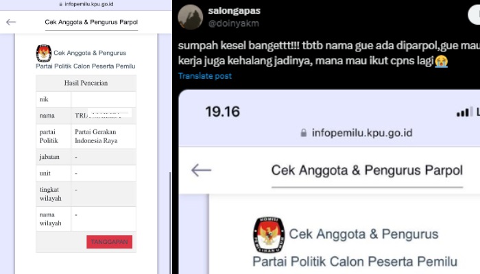 Calon peserta seleksi CPNS keluhkan namanya tiba-tiba jadi anggota Parpol.