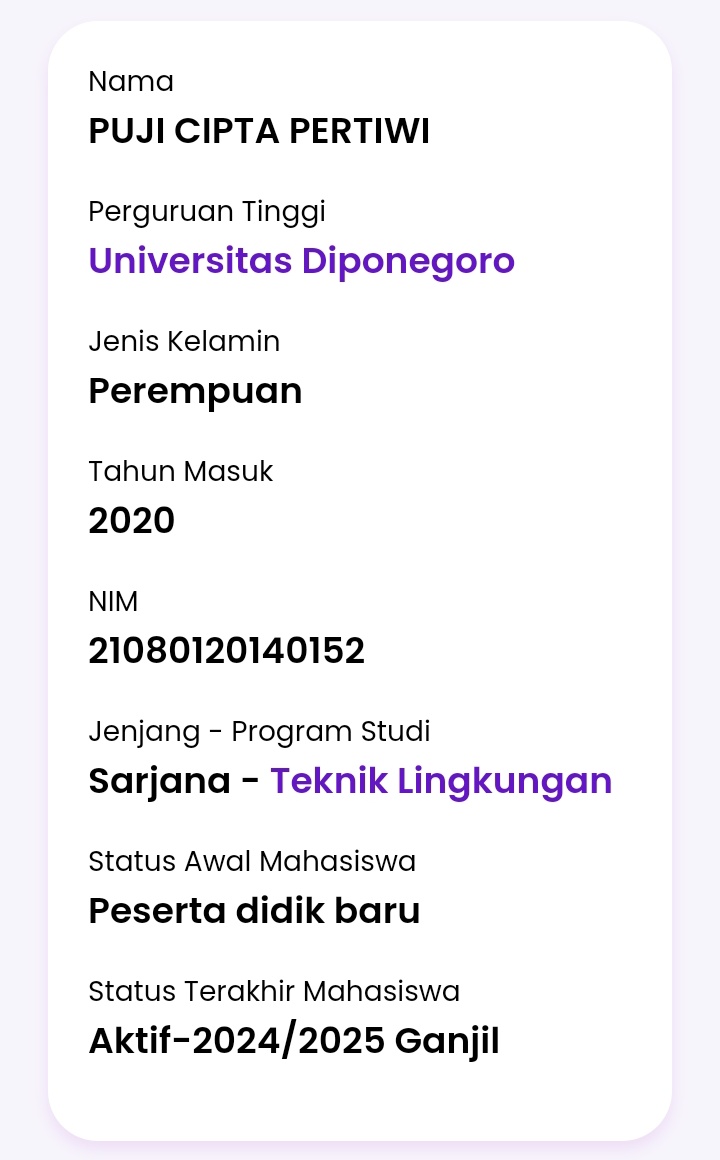 Data PPDikti Puji Undip yang viral.