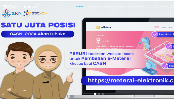 Website resmi pembelian ematerai di Peruri.
