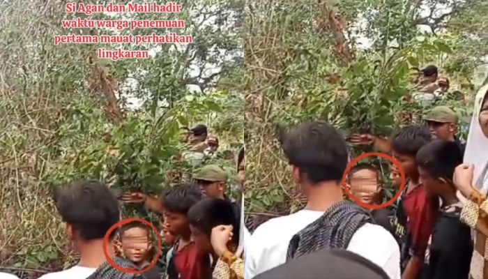 2 bocil terduga pelaku pembunuhan Ayu Andriani yang jasadnya ditemukan di kuburan Cina Palembang terekam kamera saat awal penemuan korban.