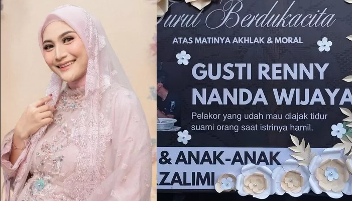 Ancha Putri dan karangan bunga.