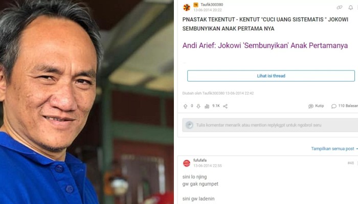 Andi Arief dan berita di Kaskus yang viral usai Fufufafa beri komentar menohok.