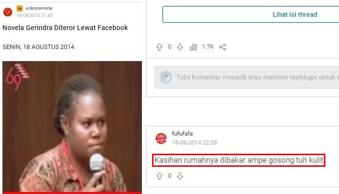 Cuitan rasis Fufufafa ke Nowela.