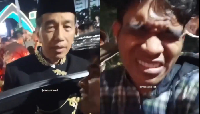 Mahasiswa bernama Yulianus ditonjok bagian perutnya oleh Paspampres setelah dapat kaos dari Jokowi.
