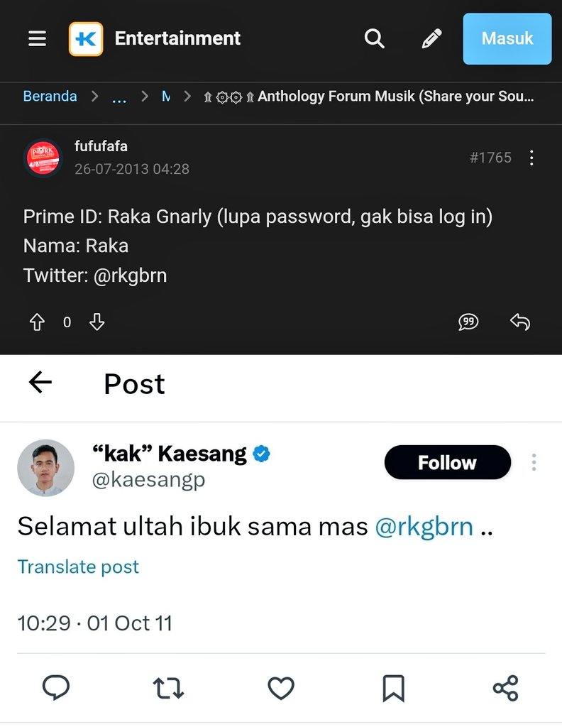 Unggahan Kaesang Pangarep yang buktikan akun Fufufafa merupakan milik Gibran Rakabuming.