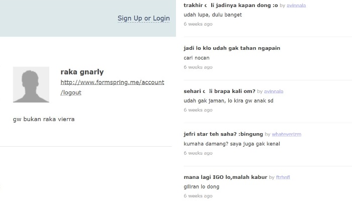 Unggahan Formspring milik Raka Gnarly yang diduga merupakan Gibran Rakabuming.