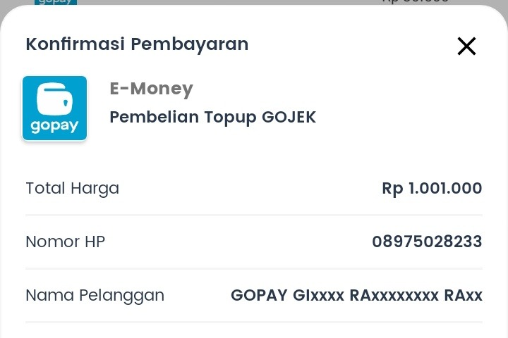 Geger warganet unggah bukti top up ke nomor Gibran Rakabuming lewat GoPay.